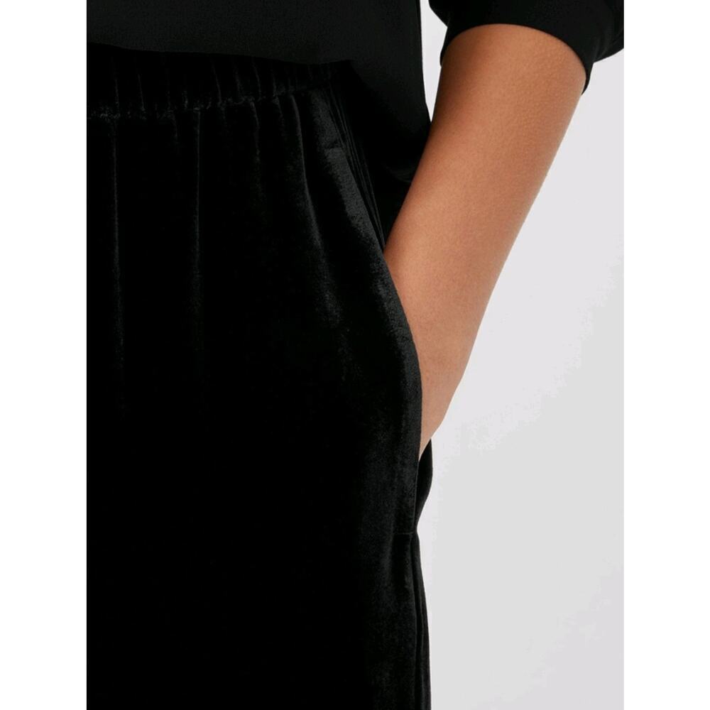 Eileen Fisher Velvet Pants Womens Plus Size XXL Black Wide Leg Silk New Whit Tag - Picture 4 of 16